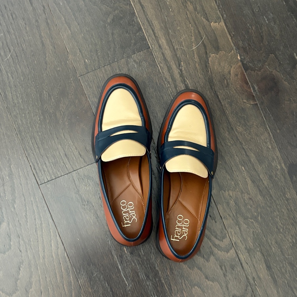 Franco Sarto womens Navy and Cream Slip-On Loafers - Picture 1 of 4